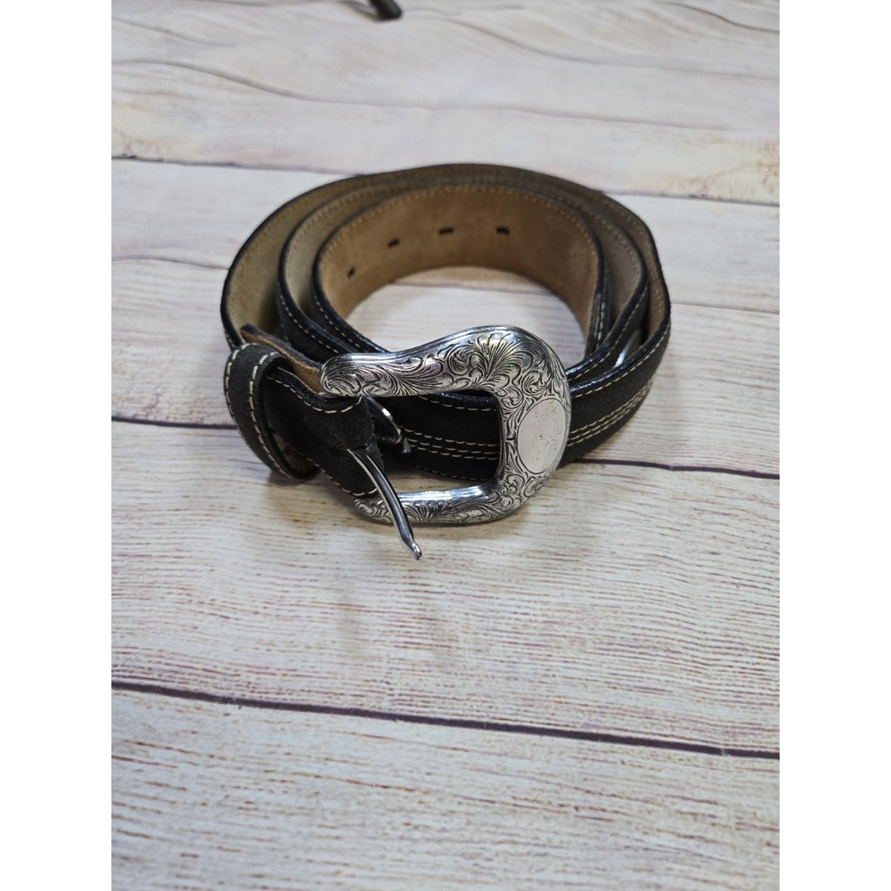 Justin Western Belt Women's Size 38 Dark Brown Leather Studded Adjustable